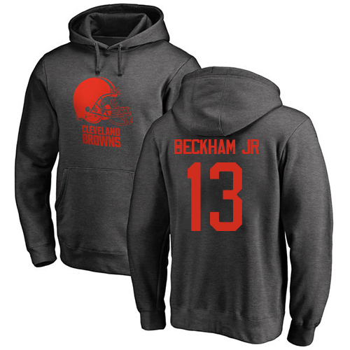 Men Cleveland Browns Odell Beckham Jr Ash Jersey #13 NFL Football One Color Pullover Hoodie Sweatshirt->cleveland browns->NFL Jersey